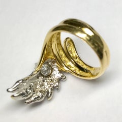 Matsuzaki Diamond Platinum Gold Feather Ring