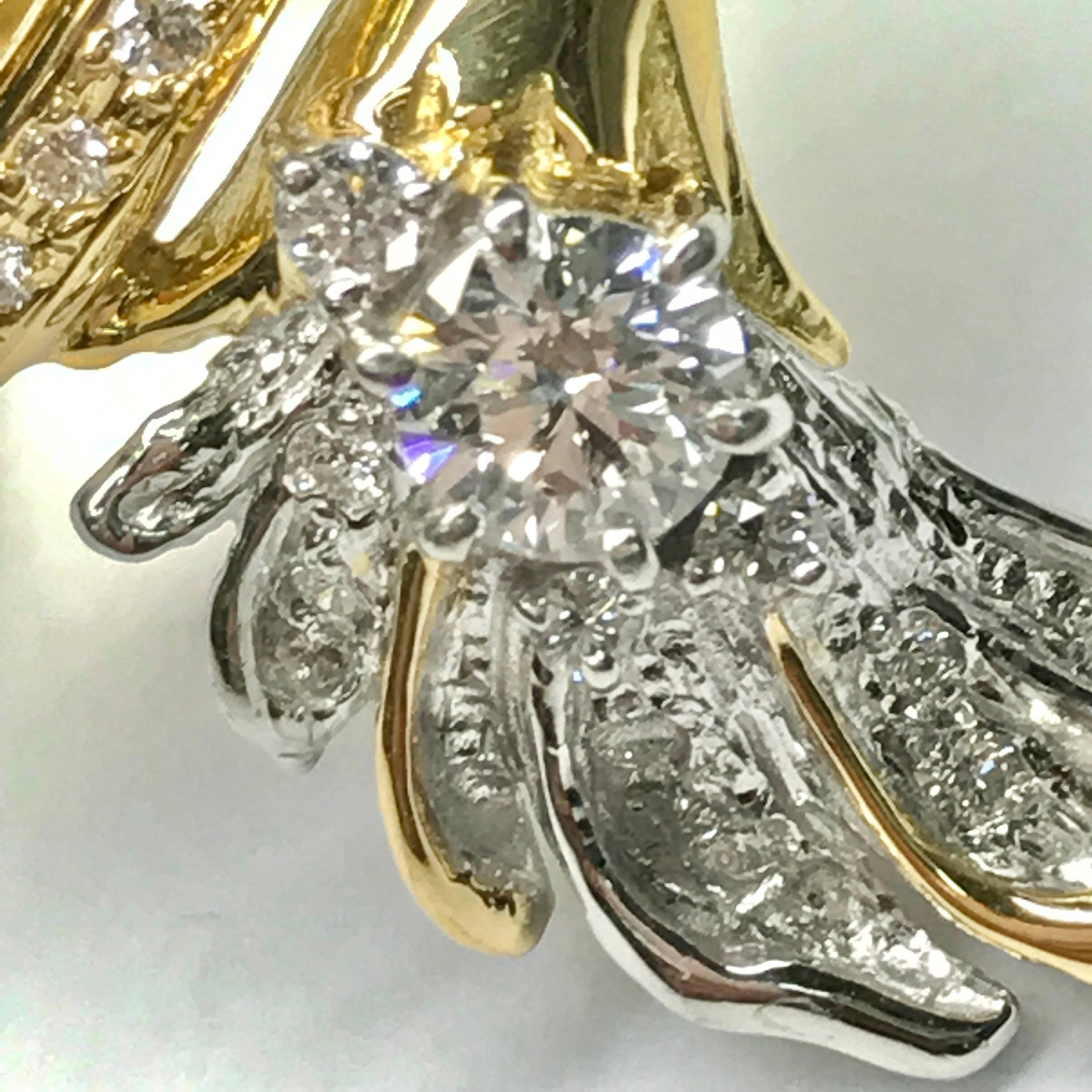 Matsuzaki Diamond Platinum Gold Feather Ring In New Condition For Sale In Tokyo, JP