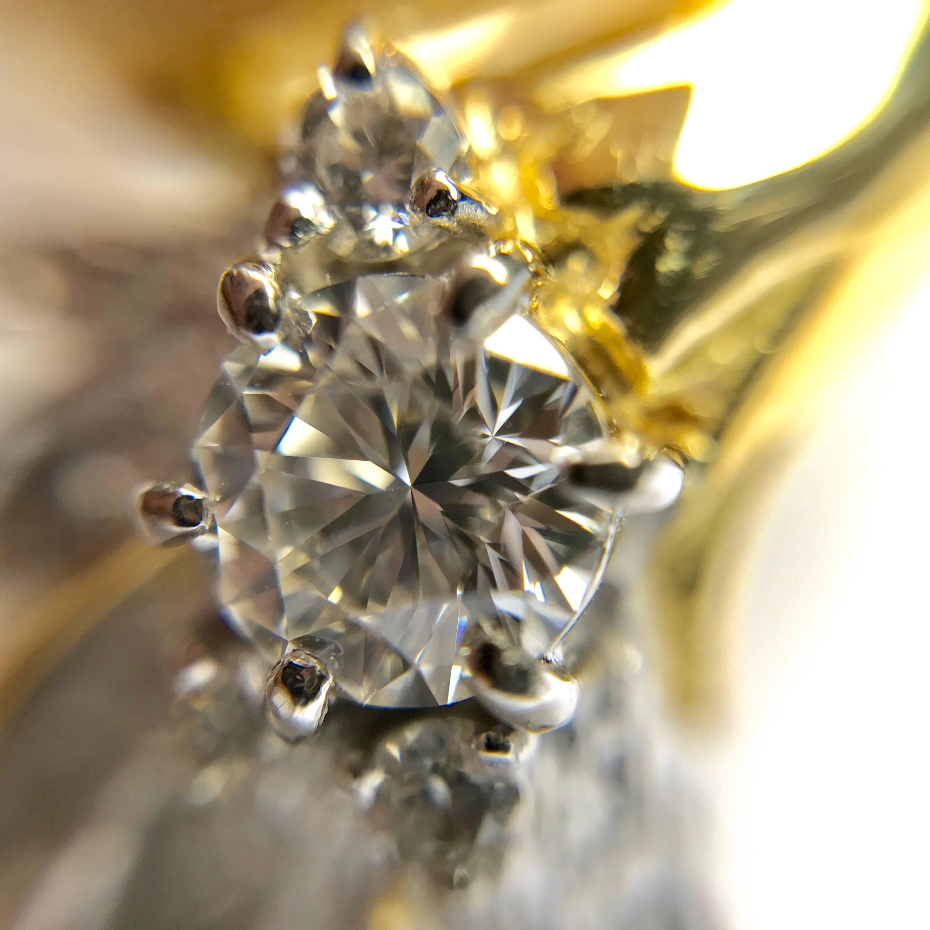 Women's Matsuzaki Diamond Platinum Gold Feather Ring For Sale