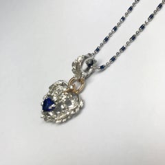 Matsuzaki Pt900 K18WG PG Blue Sapphire Diamond Leaf Motif Pendant Necklace