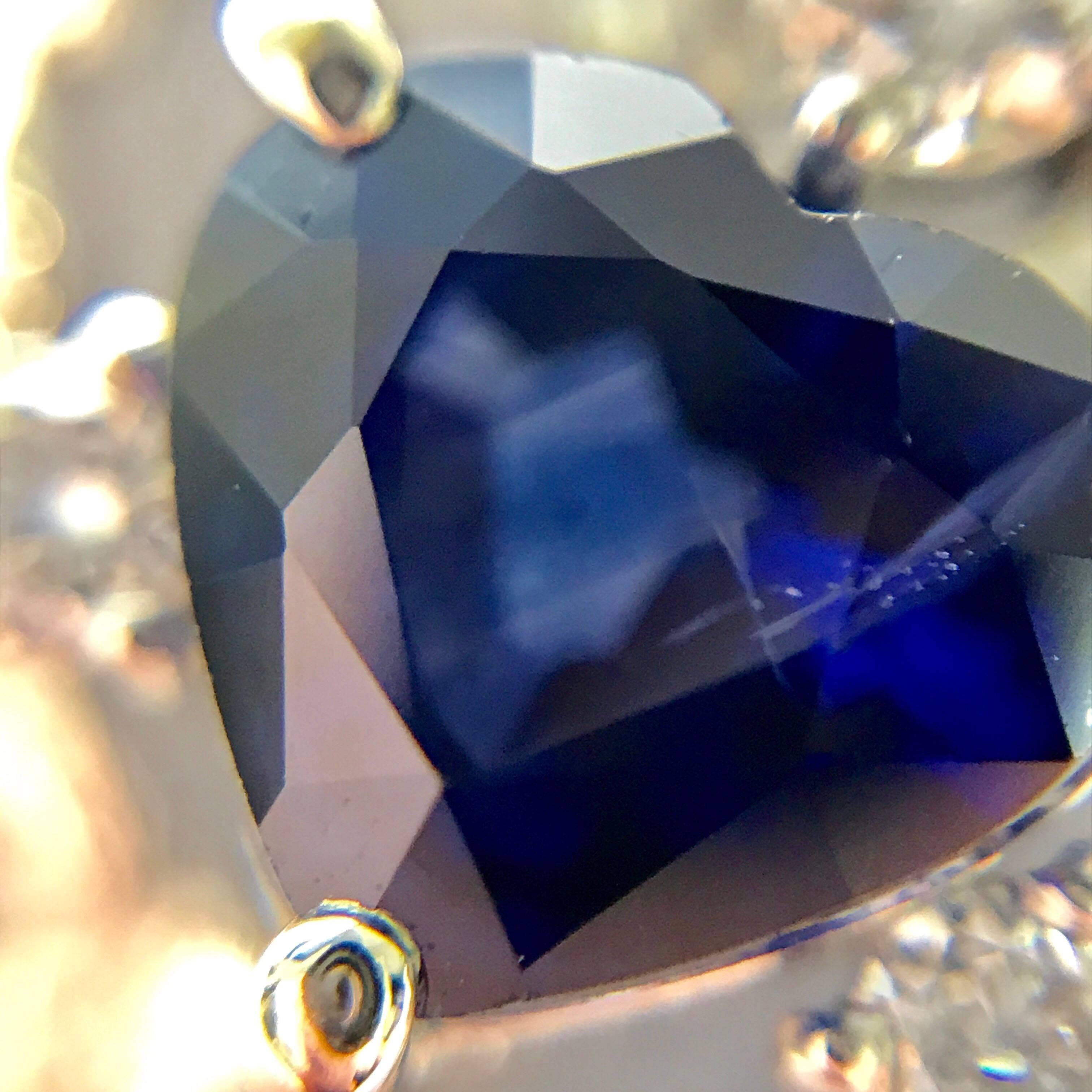 Women's Matsuzaki Pt900 K18WG PG Blue Sapphire Diamond Leaf Motif Pendant Necklace For Sale