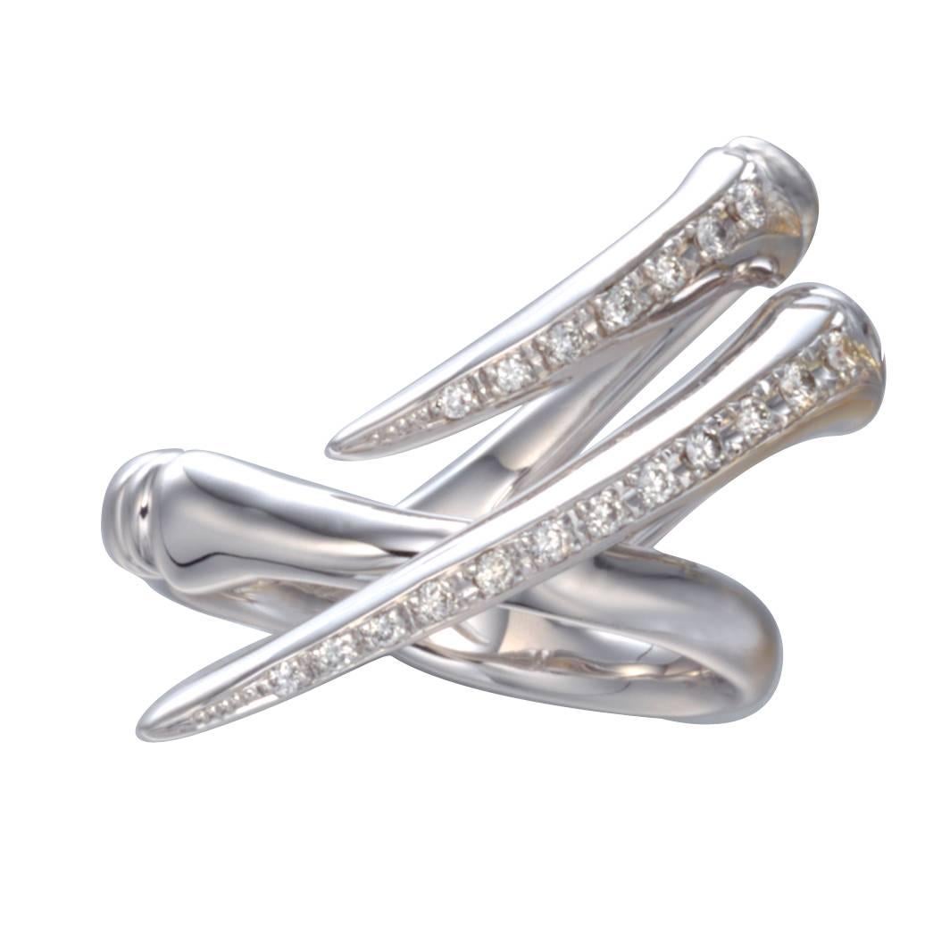 Latreia by Mana Matsuzaki Double Keras Diamond Horn Unisex Ring For Sale