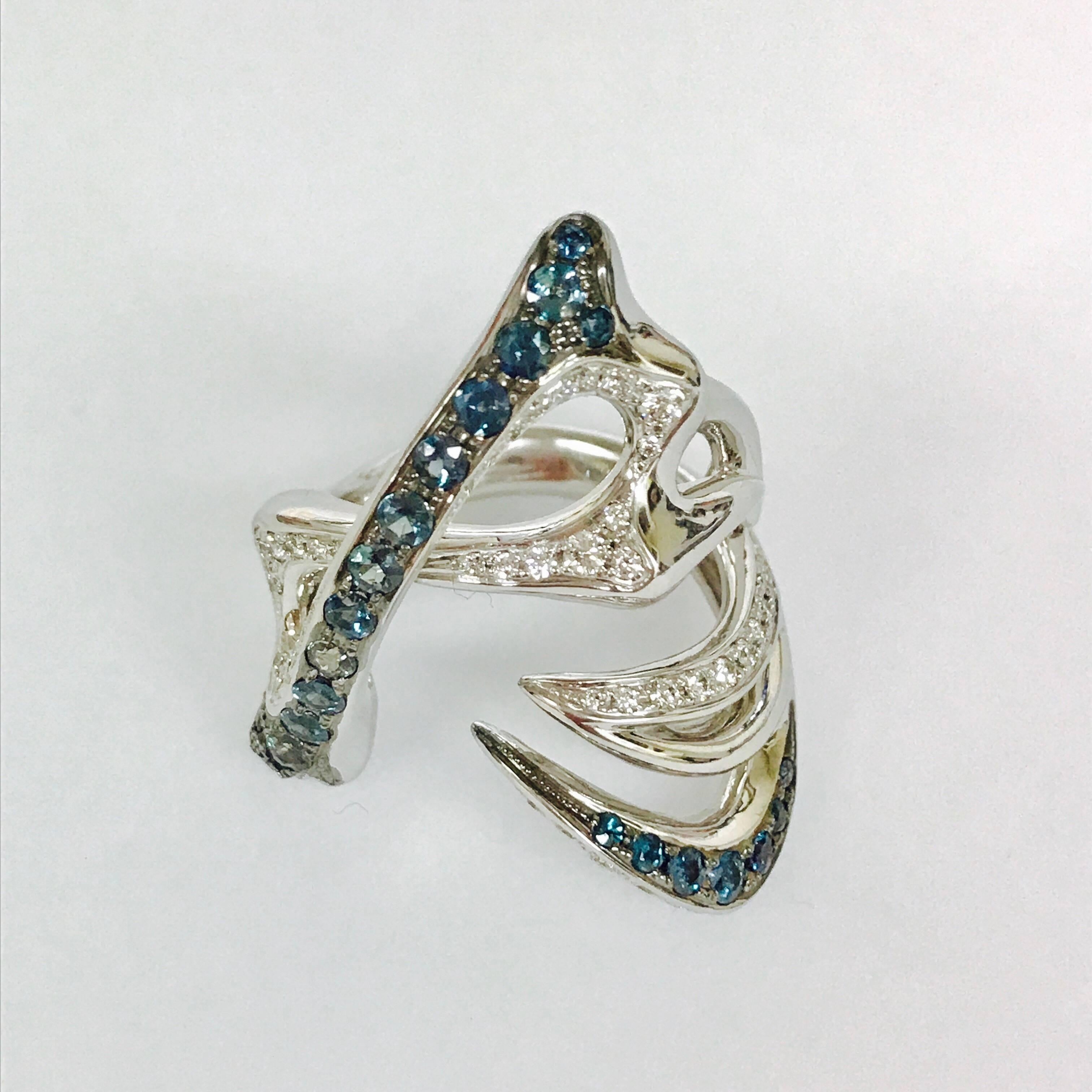 Latreia by Mana Matsuzaki Alexandrite Diamond Unisex Ring in 18 Karat WG For Sale 1