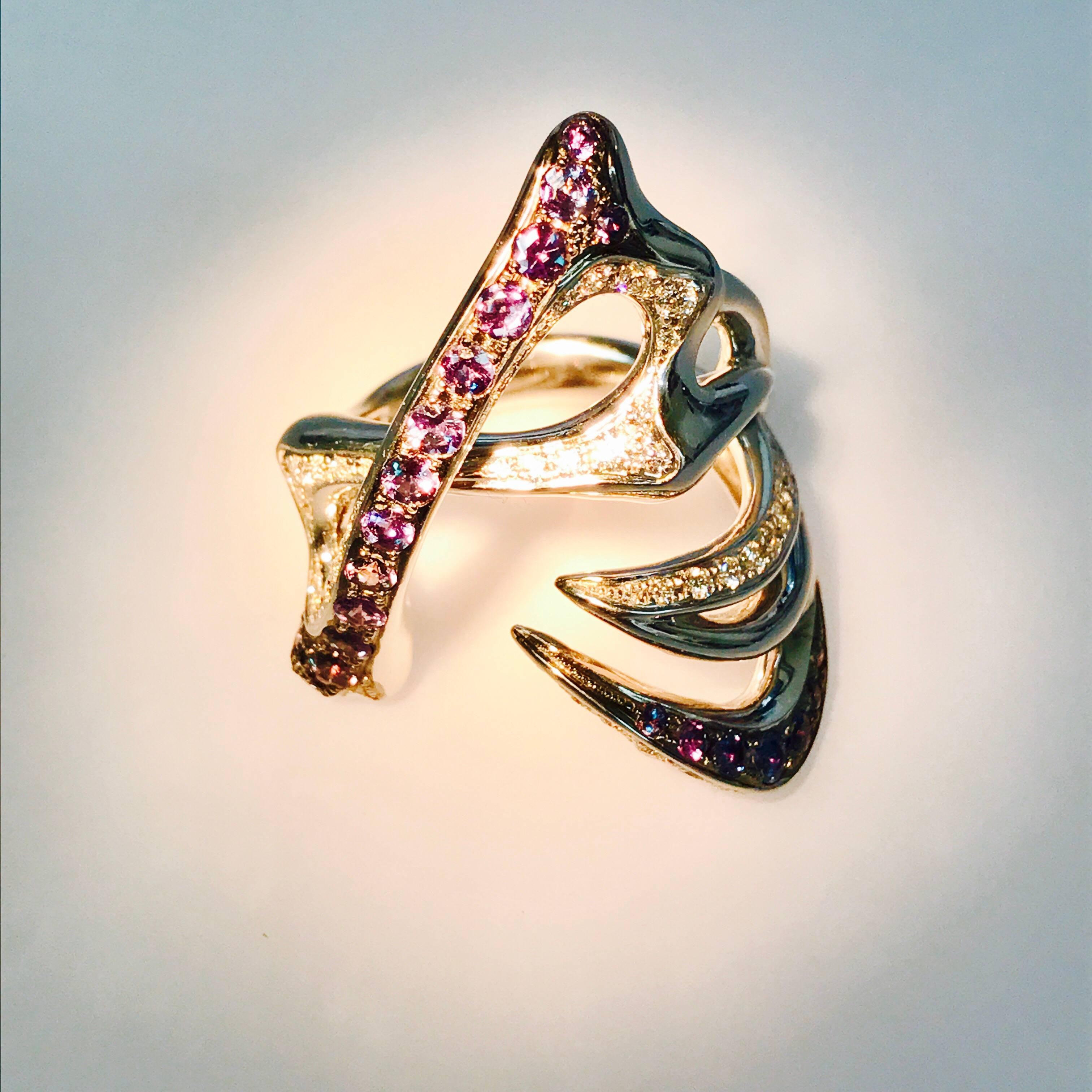 Latreia by Mana Matsuzaki Alexandrite Diamond Unisex Ring in 18 Karat WG For Sale 2