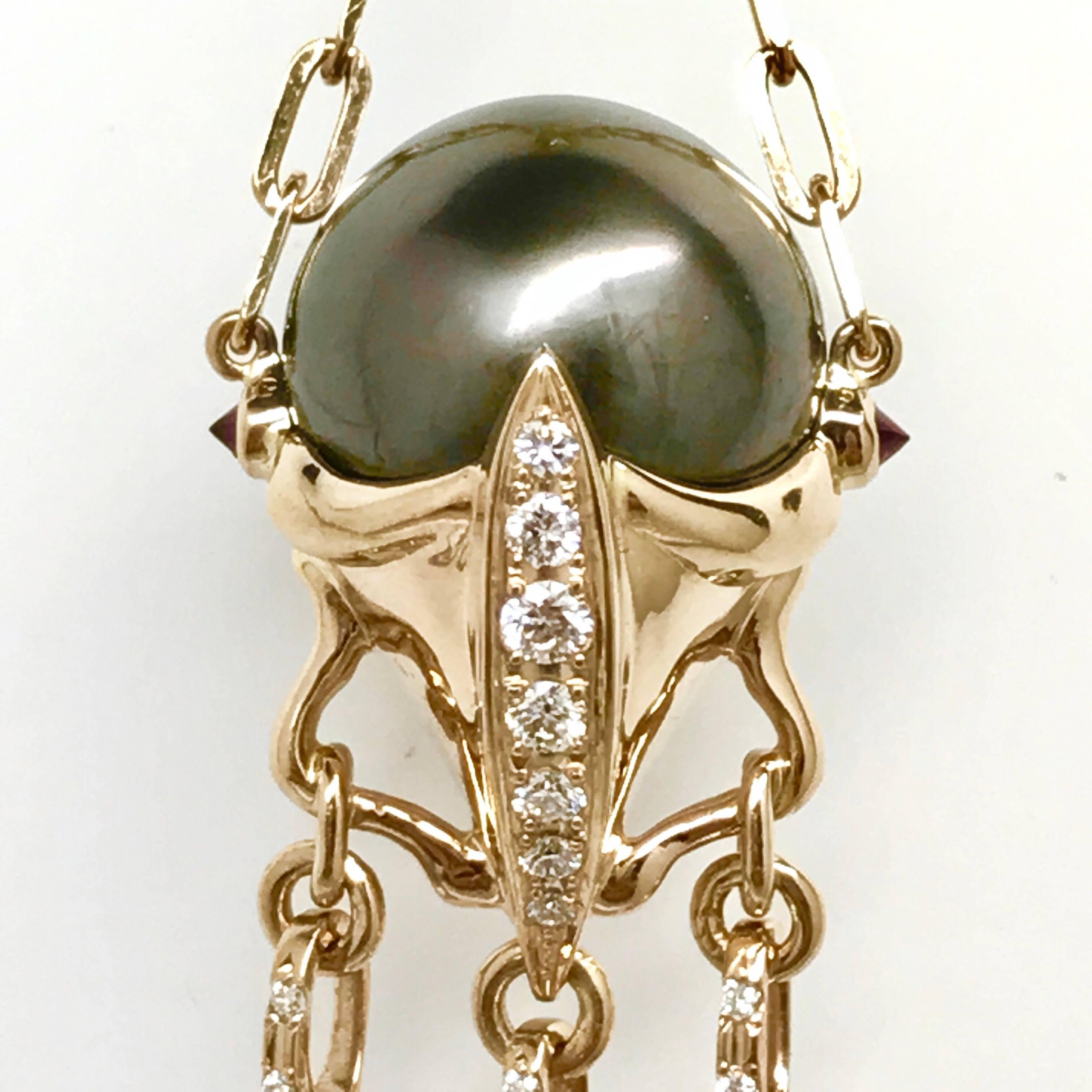 Artist Latreia by Mana Matsuzaki Pearl and Diamond Long Pendant Necklace 