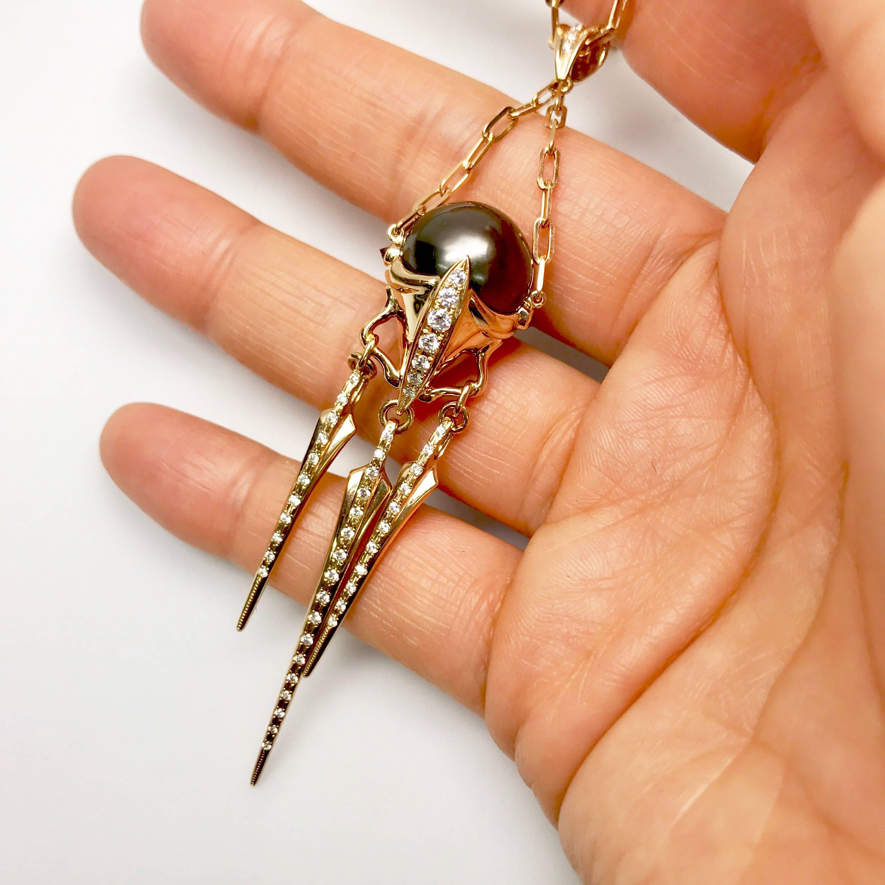 Latreia by Mana Matsuzaki Pearl and Diamond Long Pendant Necklace  2