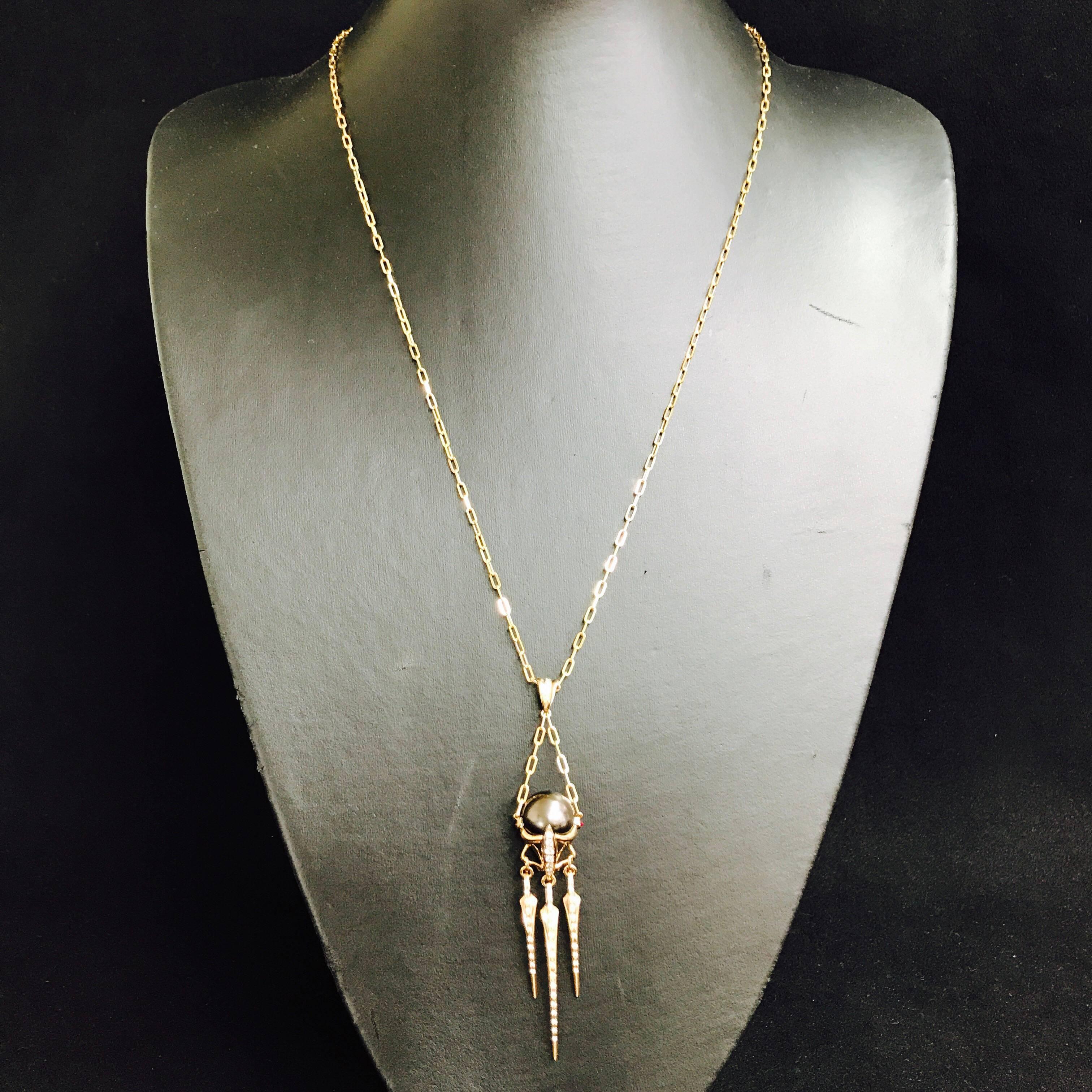 Latreia by Mana Matsuzaki Pearl and Diamond Long Pendant Necklace  5