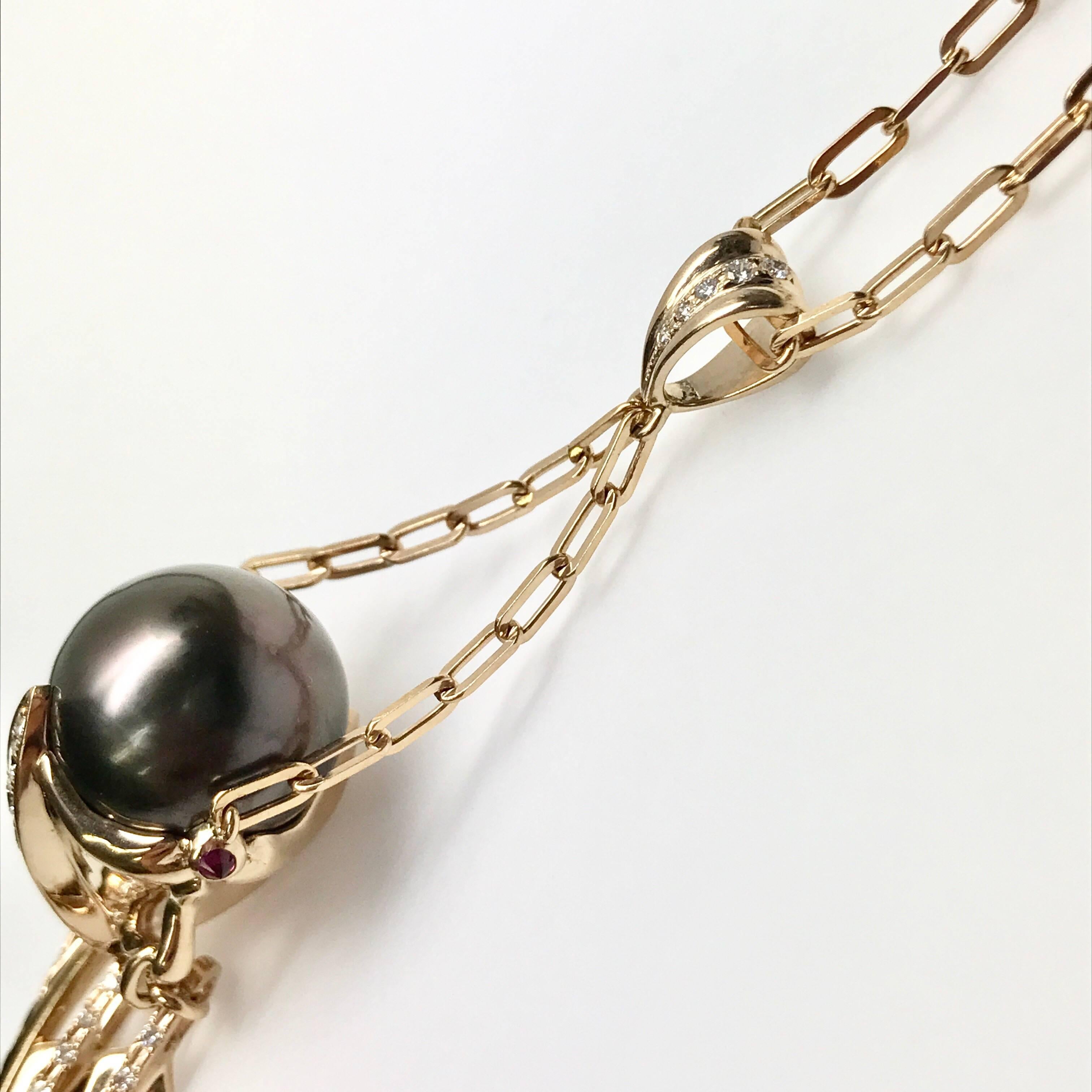 Women's Latreia by Mana Matsuzaki Pearl and Diamond Long Pendant Necklace 