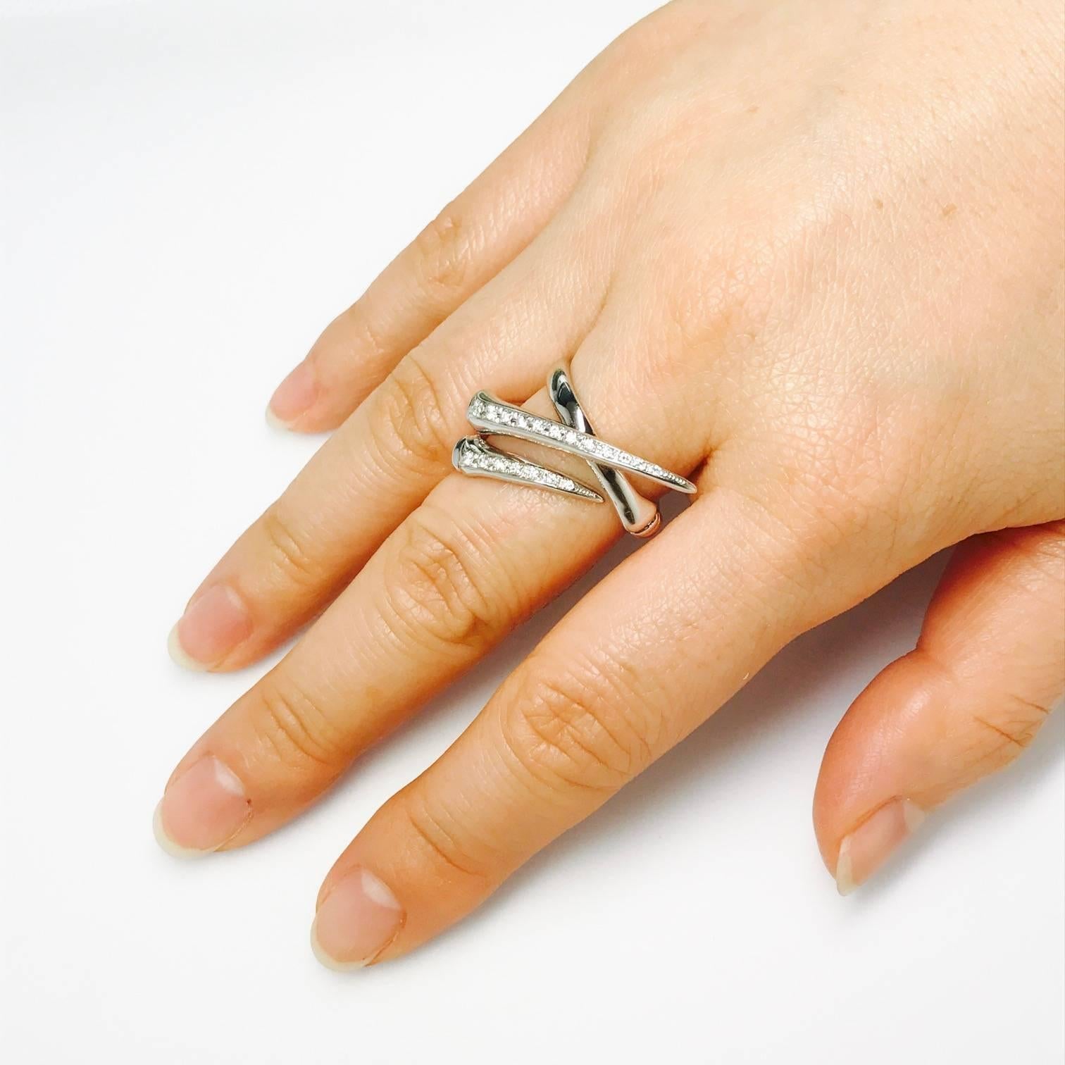Latreia by Mana Matsuzaki Double Keras Diamond Horn Unisex Ring For Sale 3