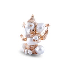 South Sea Pearl, Diamond, Lord Ganesha Pendant/Art Object