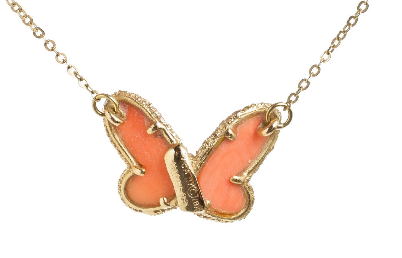 Women's Van Cleef & Arpels Coral Gold Butterfly Alhambra Necklace