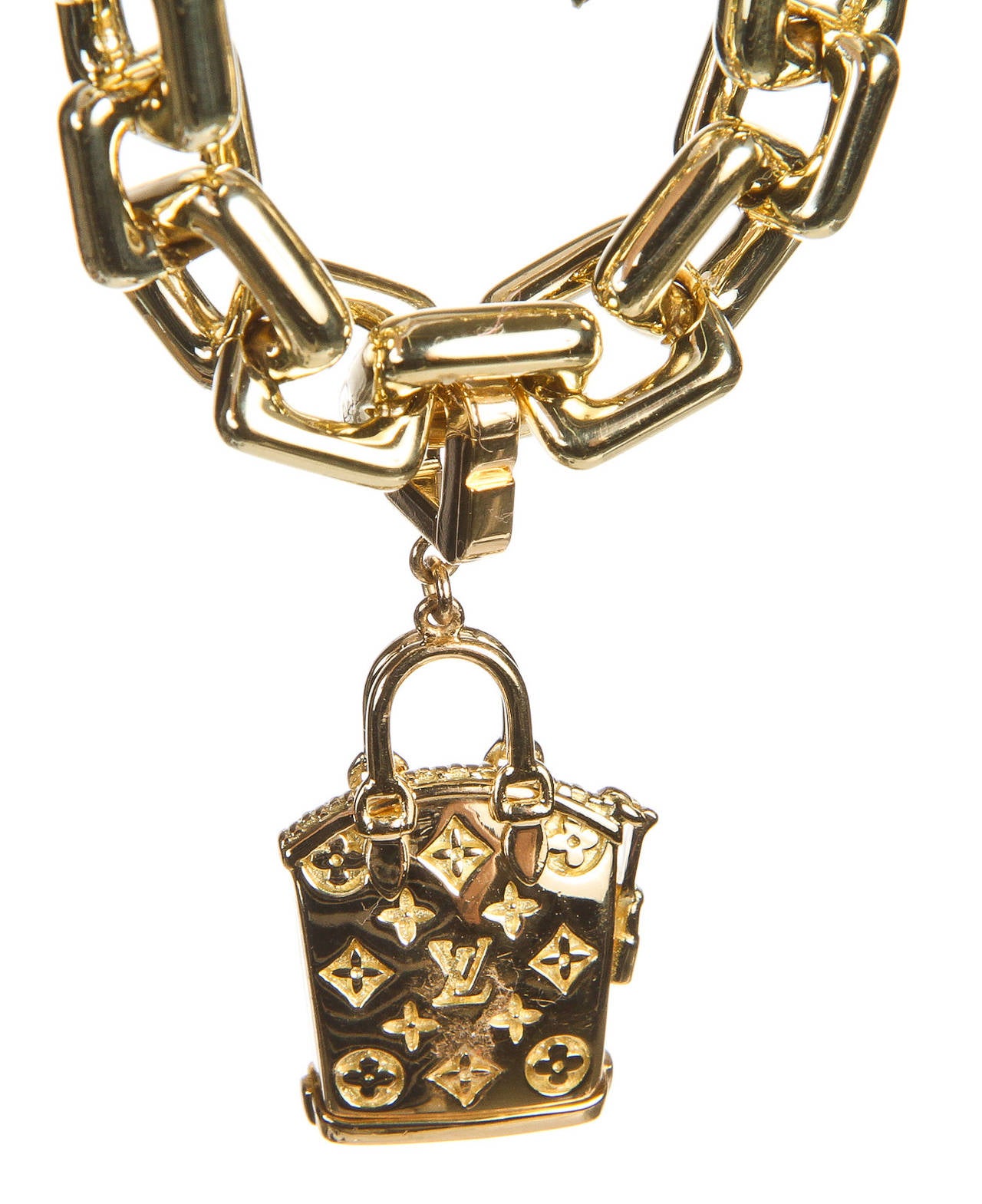 Louis Vuitton Gold Charm Bracelet with Lock and Keys at 1stDibs