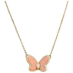 Van Cleef & Arpels Coral Gold Butterfly Alhambra Necklace