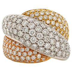 Damiani Pave Diamond Three Color Gold Giomotolo Ring