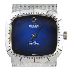 Rolex Lady's White Gold Cellini Cushion Bracelet Watch