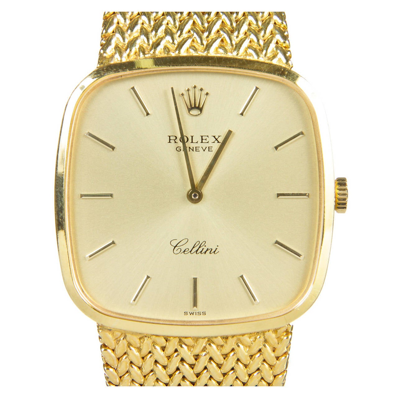 Rolex Lady's Yellow Gold Cellini Cushion Bracelet Watch