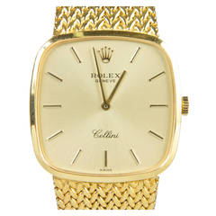 Rolex Lady's Yellow Gold Cellini Cushion Bracelet Watch
