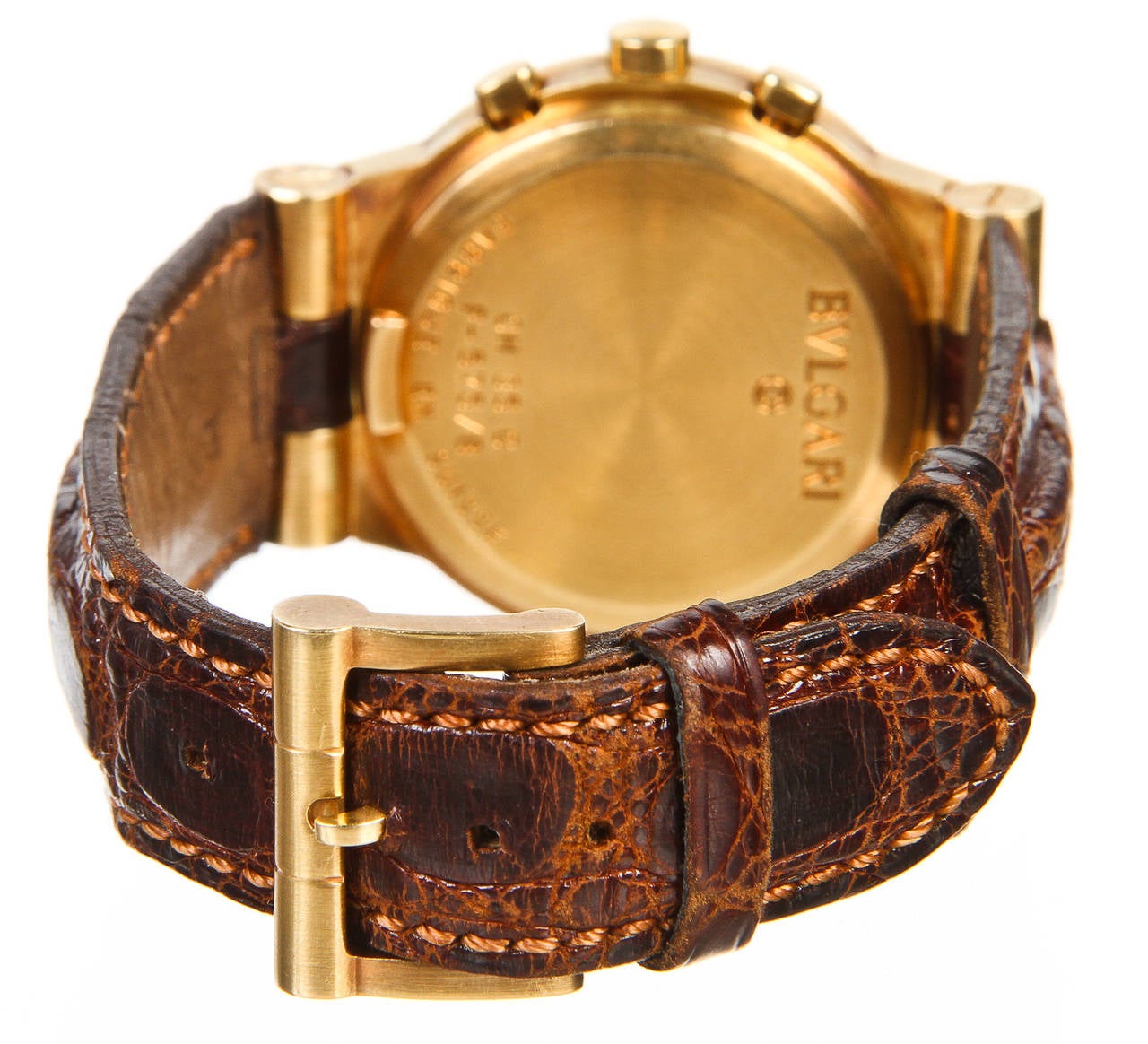 Bulgari Yellow Gold Diagono Chronograph CH35G Wristwatch In Excellent Condition In Corona Del Mar, CA