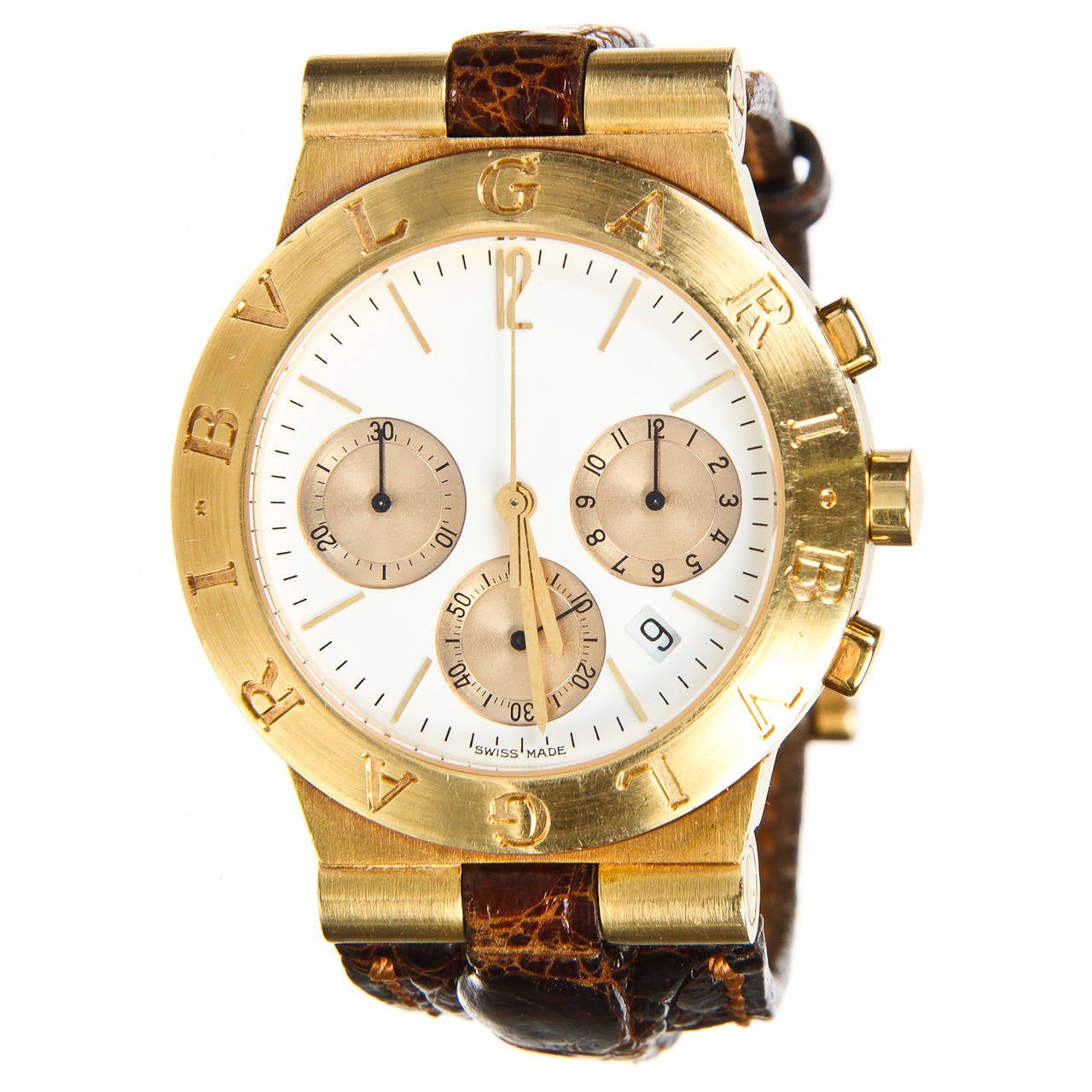Bulgari Yellow Gold Diagono Chronograph CH35G Wristwatch