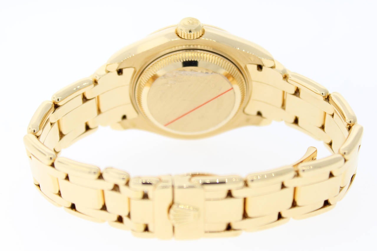 Contemporary Rolex Lady's Yellow Gold Diamond Bezel Masterpiece Wristwatch For Sale