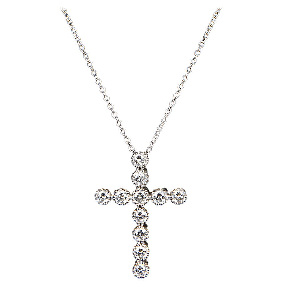 Kwiat Diamond Gold Cross Necklace For Sale
