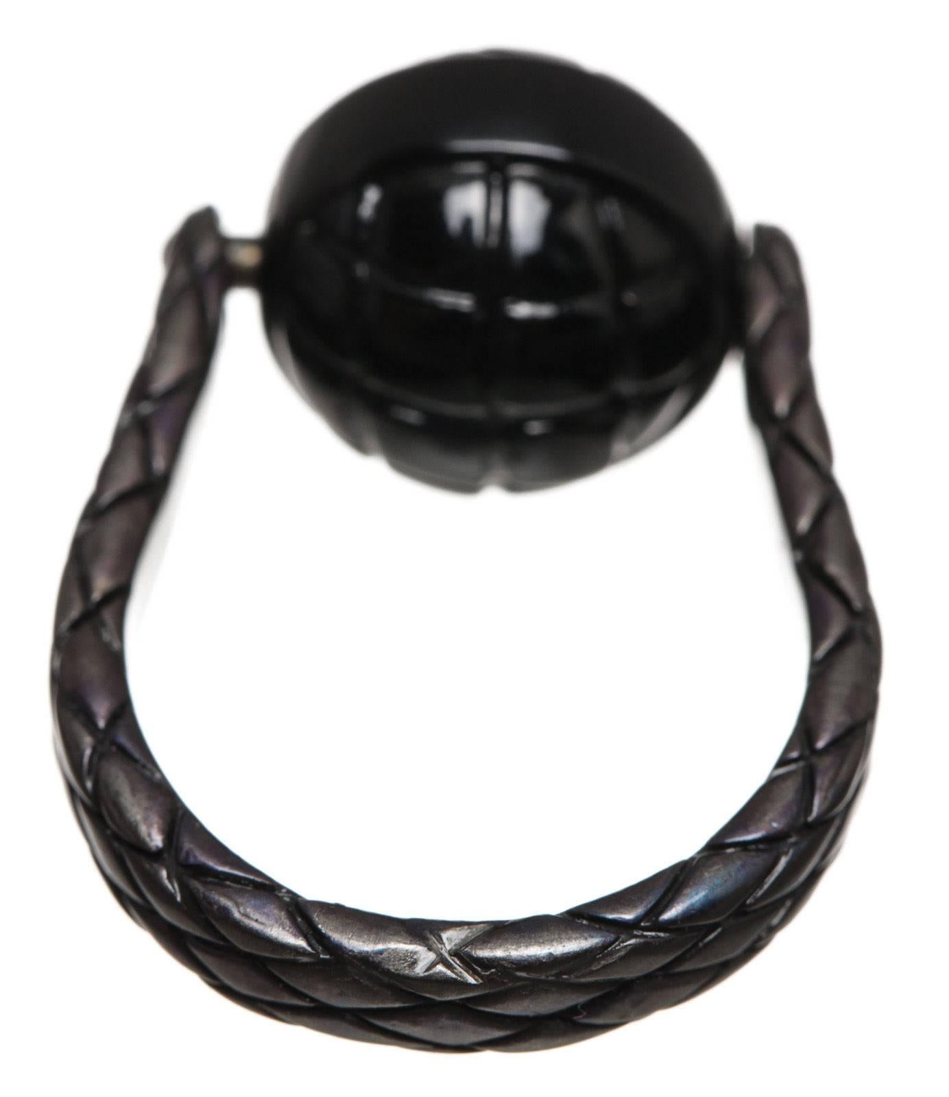 Bottega Veneta Black Spinning Ball Ring In Excellent Condition For Sale In Corona Del Mar, CA