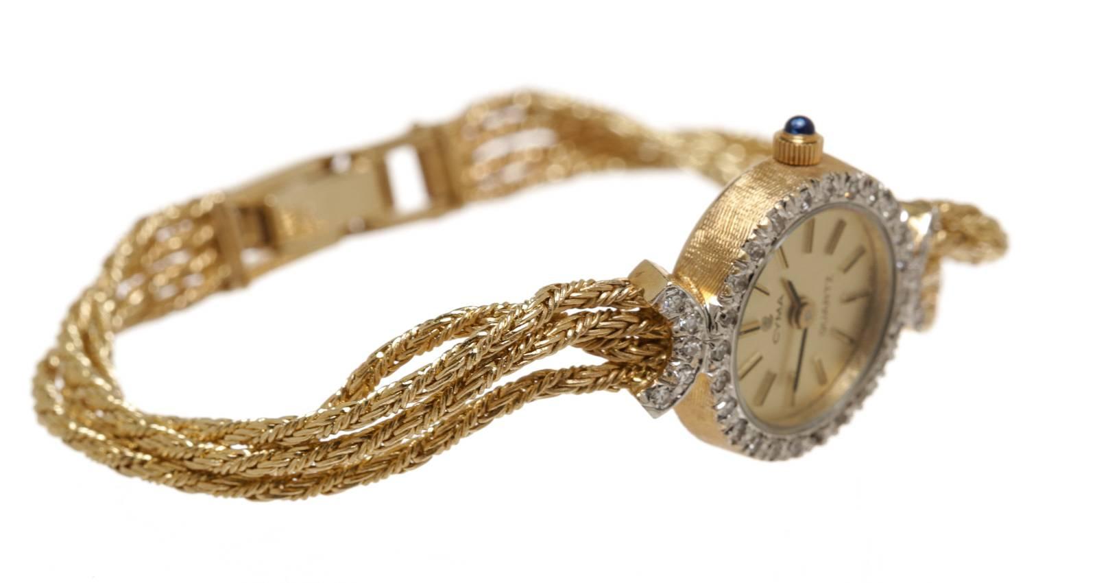 Gold-Diamant-Uhr von CYMA im Angebot 2
