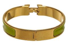 Hermes Green Enamel Narrow Clic Clac Bracelet