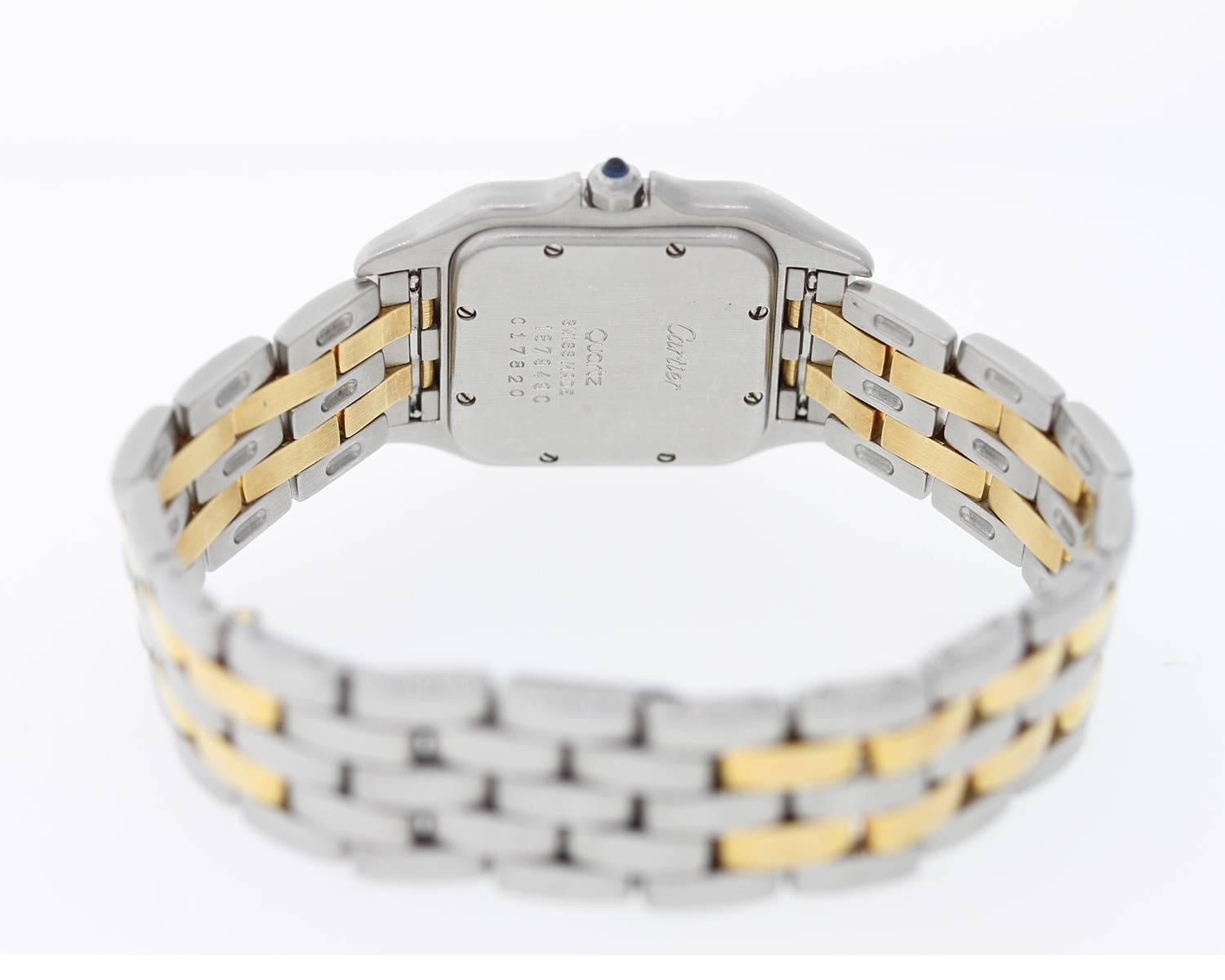 Cartier Lady's Yellow Gold Stainless Steel Panthere 2 Quartz Wristwatch In Good Condition For Sale In Corona Del Mar, CA