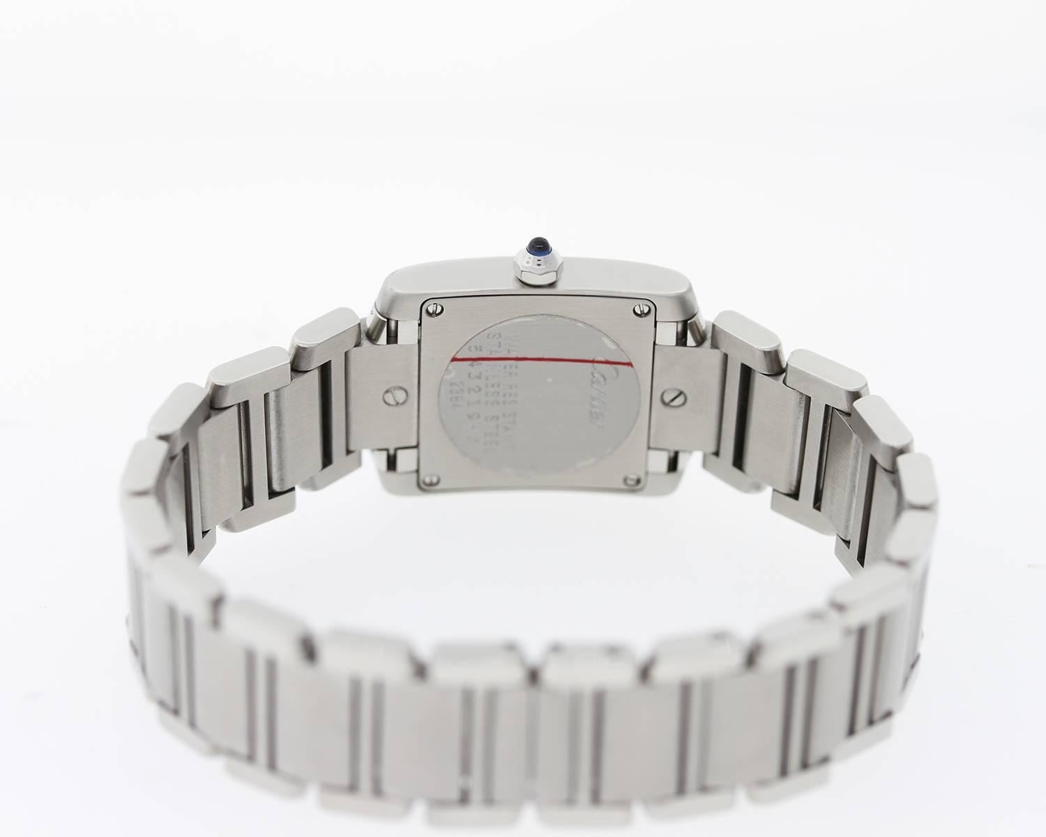 Women's Cartier Lady's Stainless Steel Tank Francaise Quartz Wristwatch For Sale