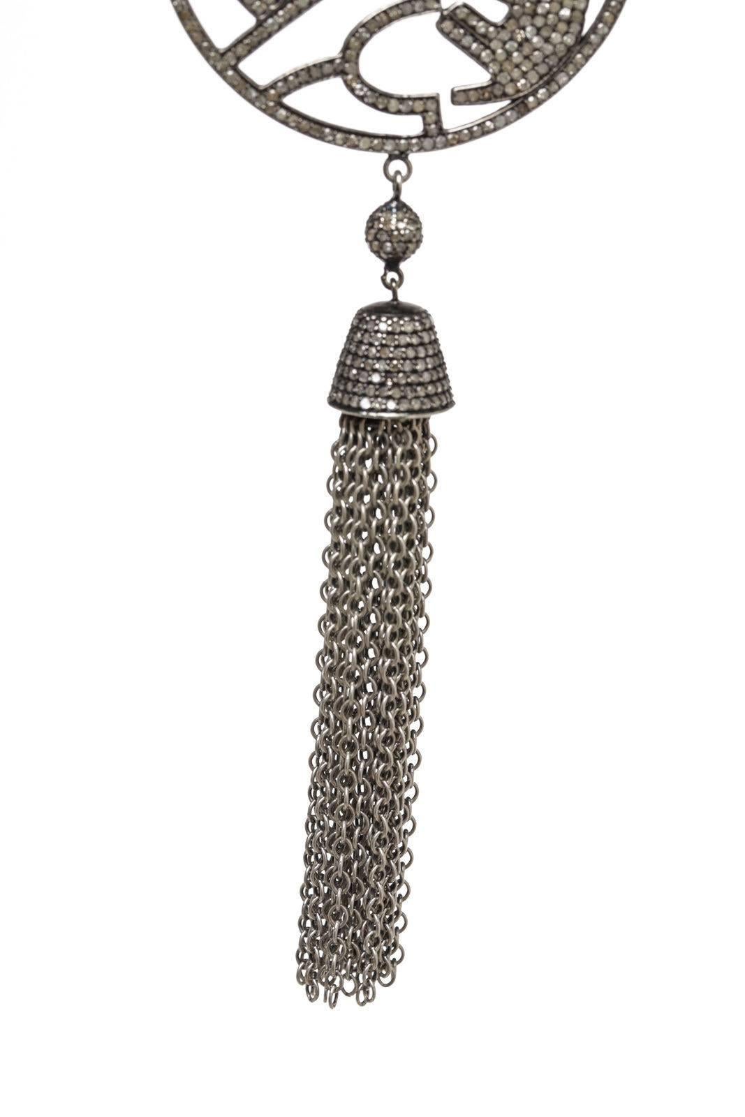 Julia Post Diamond Hamsa Tassel Pendant Necklace For Sale 1