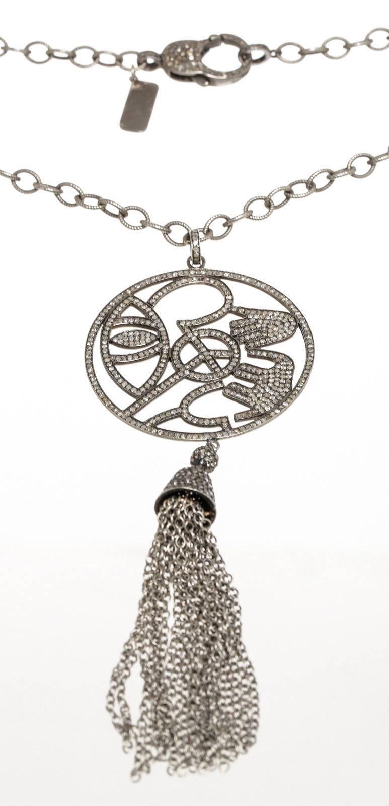 Women's Julia Post Diamond Hamsa Tassel Pendant Necklace For Sale