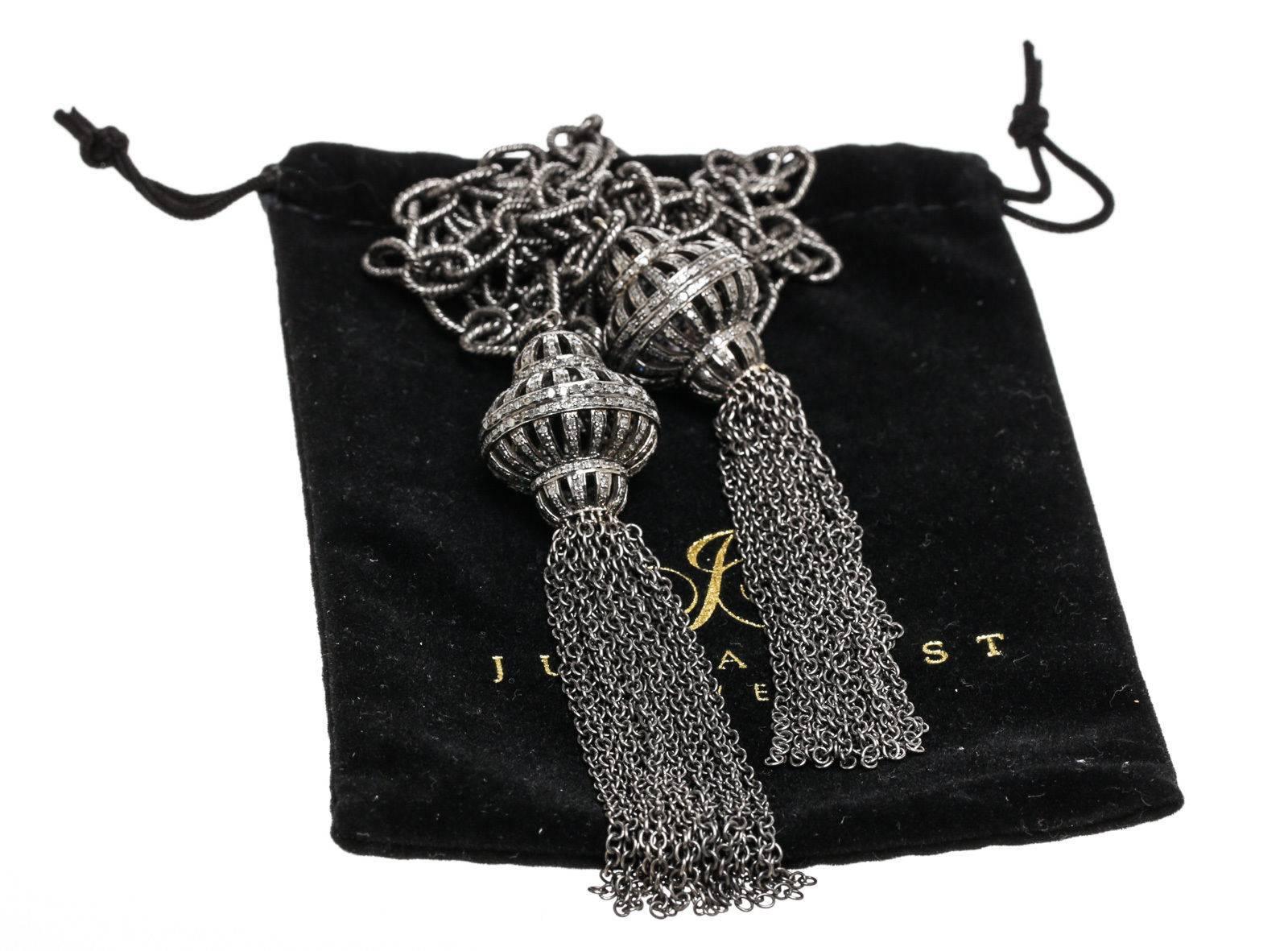 Women's Julia Post Diamond Chain Tassel Necklace For Sale