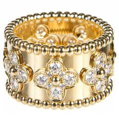 Van Cleef & Arpels Diamond Gold Perlee Ring