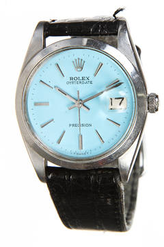 Rolex Stainless Steel Blue and Black OysterDates Precision Wristwatch