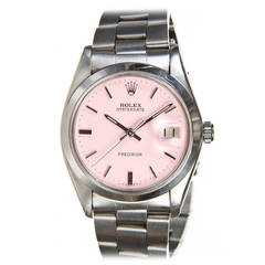 Rolex Stainless Steel Pink Dial OysterDate Wristwatch