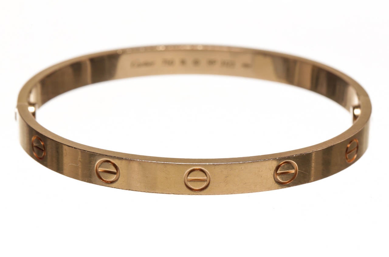 Women's Cartier Gold Love Bangle Bracelet For Sale