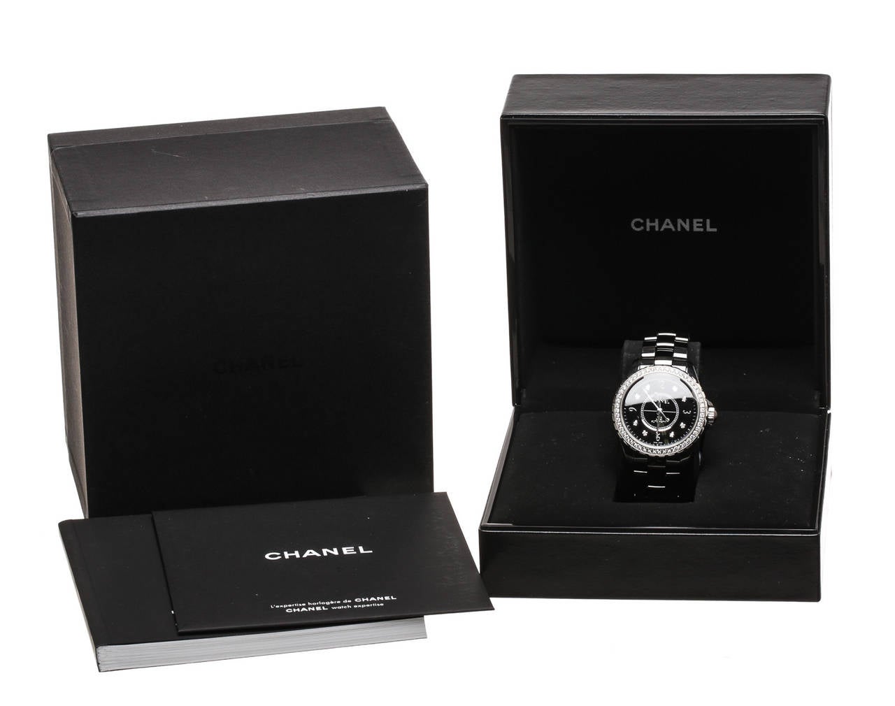 Chanel Lady's Black Ceramic Diamond J12 Automatic Wristwatch 4