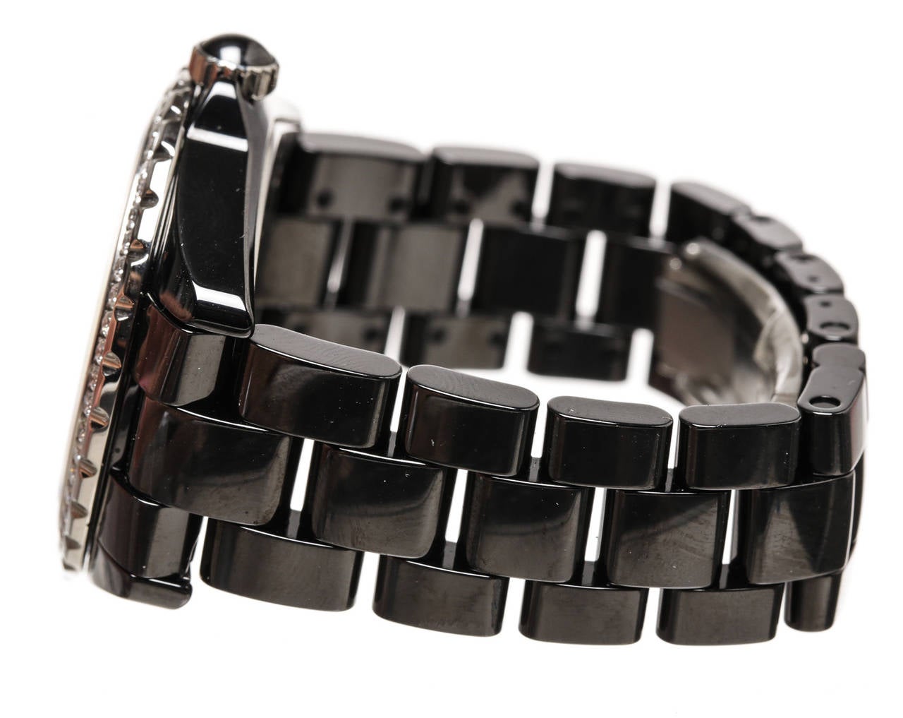Women's Chanel Lady's Black Ceramic Diamond J12 Automatic Wristwatch