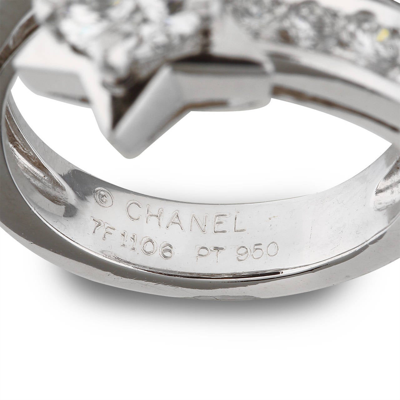 Chanel Diamond Platinum Comete Collection Ring In Excellent Condition In Corona Del Mar, CA