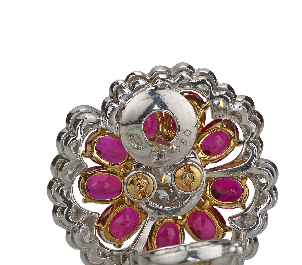 Contemporary Van Cleef & Arpels Ruby Diamond Camellia Earrings