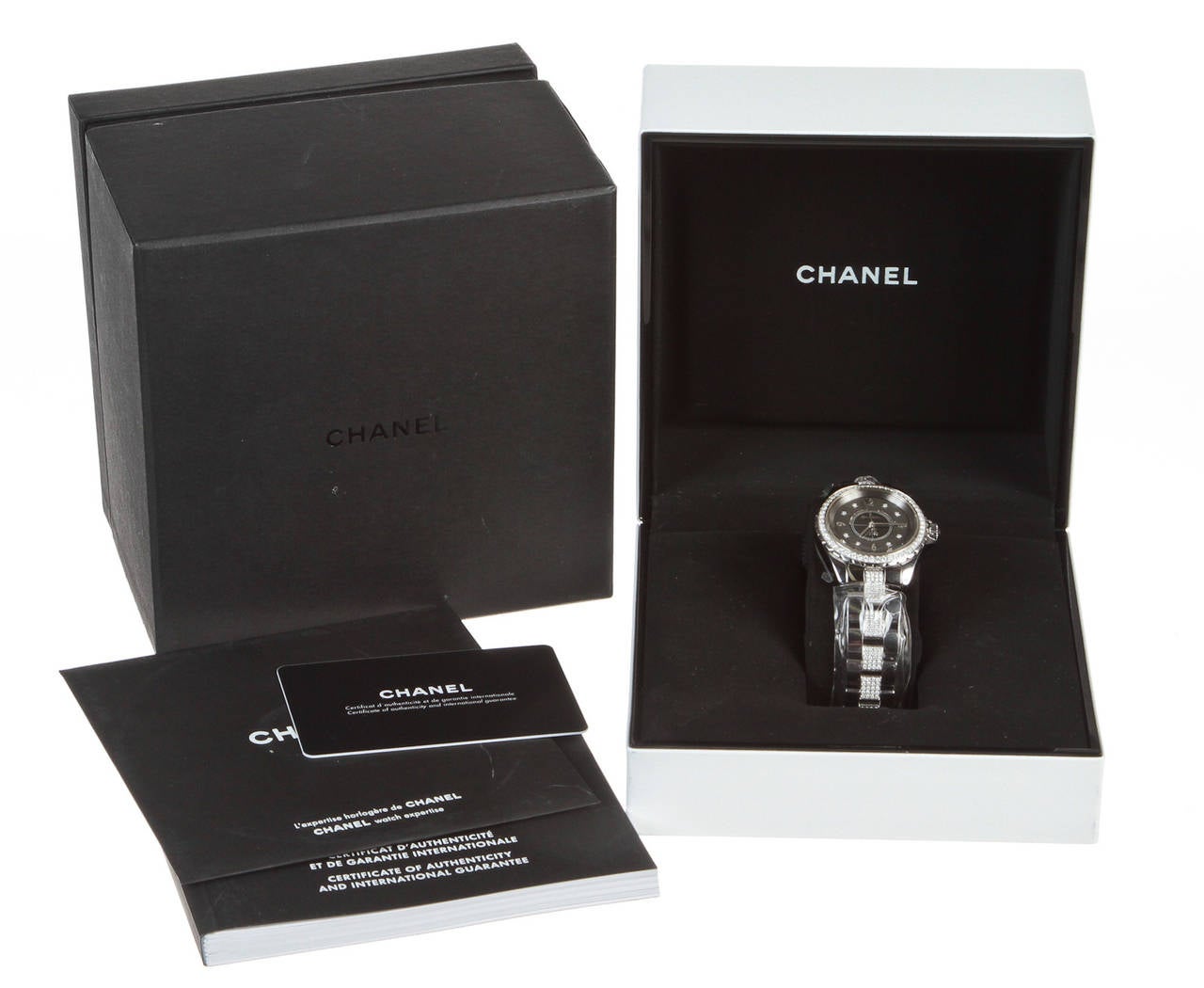 Chanel Lady's Titanium Ceramic and Diamond J12 Wristwatch For Sale 6