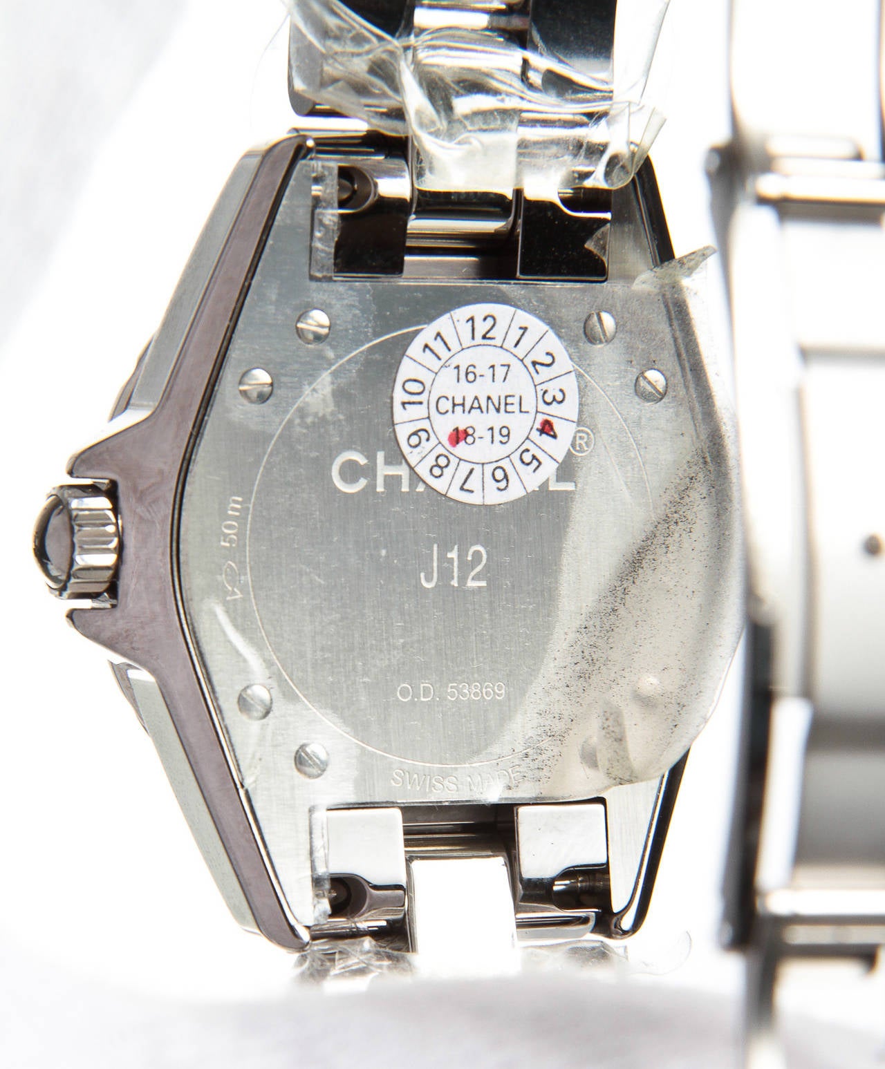 Chanel Lady's Titanium Ceramic and Diamond J12 Wristwatch For Sale 4