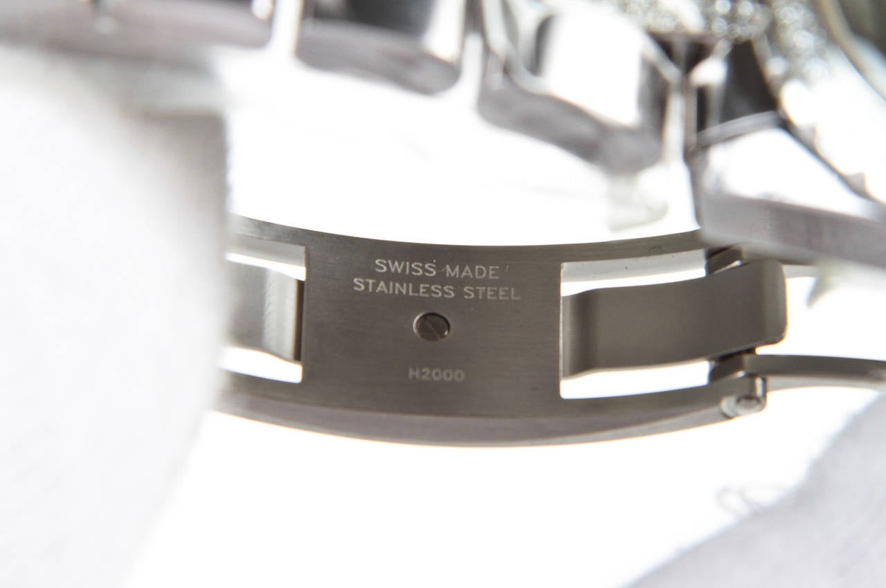 Chanel Lady's Titanium Ceramic and Diamond J12 Wristwatch For Sale 5