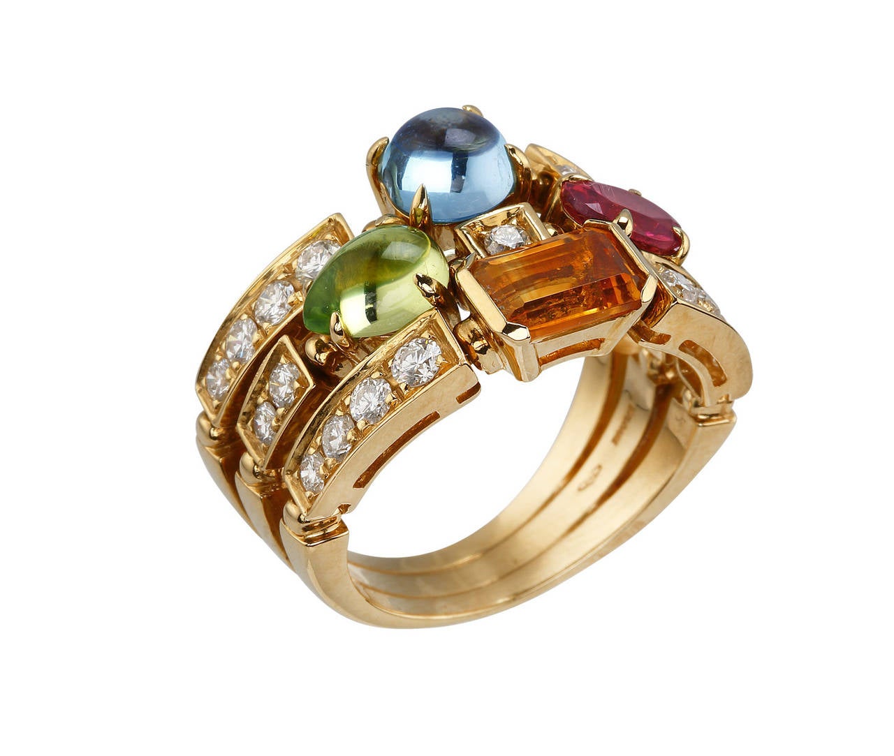 Bulgari Allegra Color Collection Gemstone Yellow Gold Ring In Excellent Condition For Sale In Corona Del Mar, CA