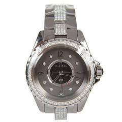 Chanel Lady's Titanium Ceramic and Diamond J12 Wristwatch