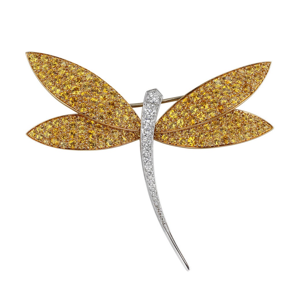 Van Cleef & Arpels Sapphire Diamond Gold Dragonfly Libellule Brooch