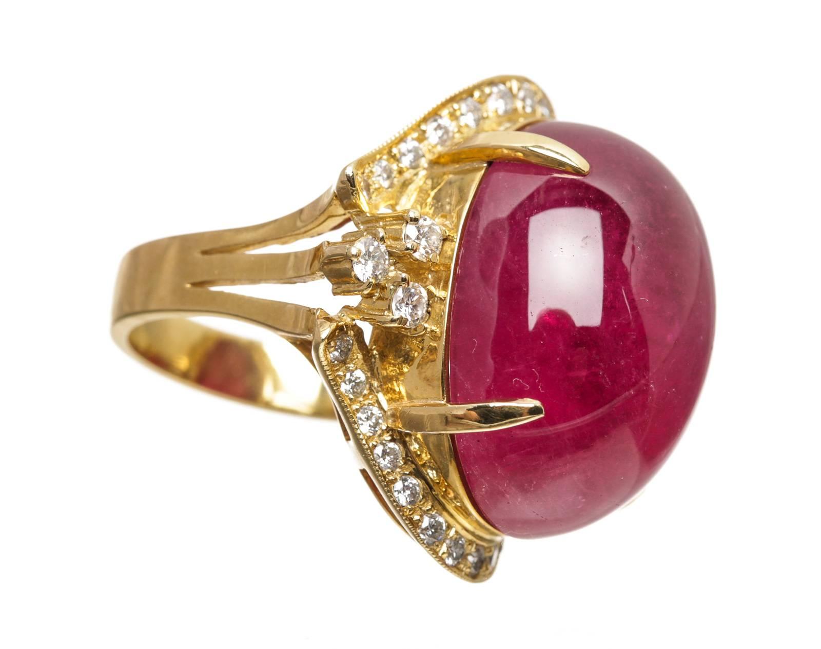 Pink Tourmaline Diamond gold Cocktail Ring For Sale 1
