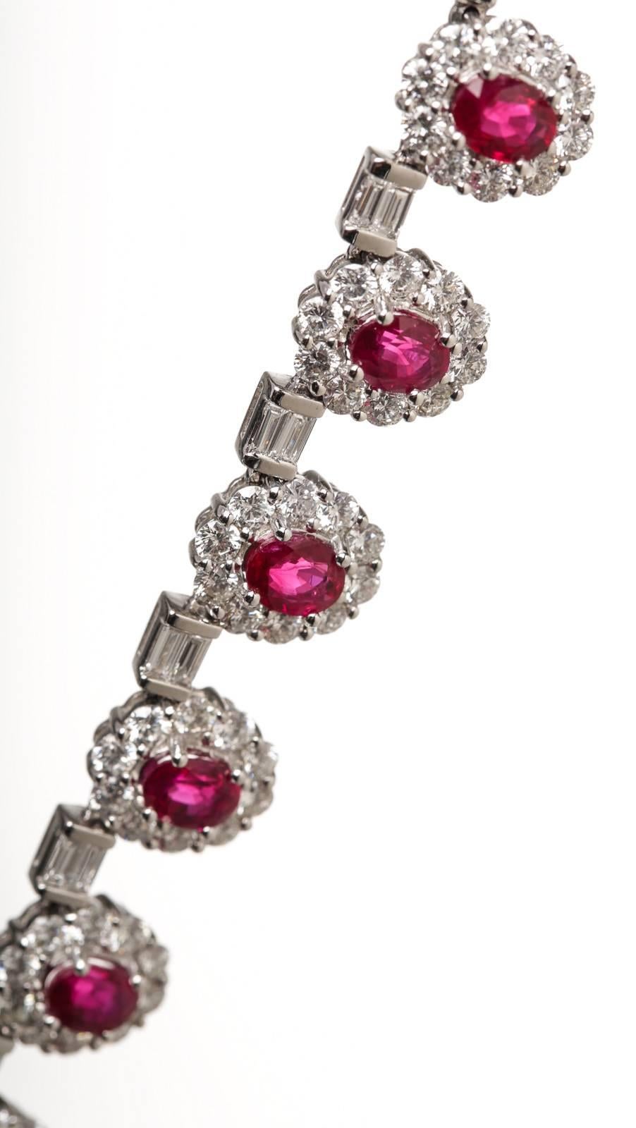 Women's ruby diamond gold choker necklace For Sale