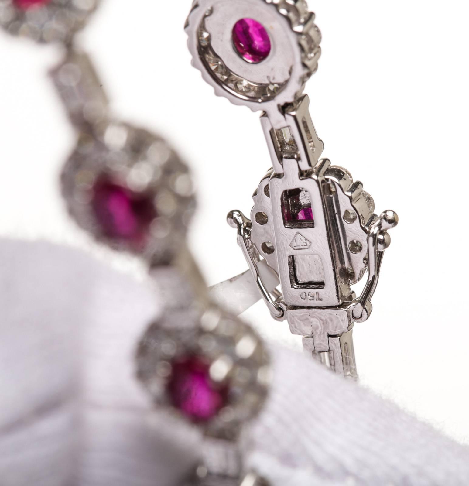 Women's Ruby diamond gold link Bracelet For Sale